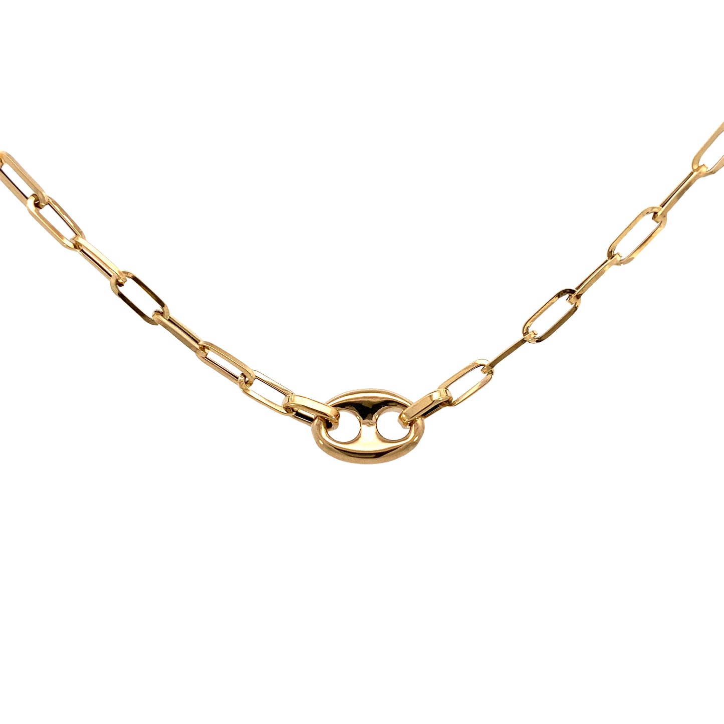 14K Gold Paper Clip Necklace with Bean Link | Luby Gold Collection | Luby