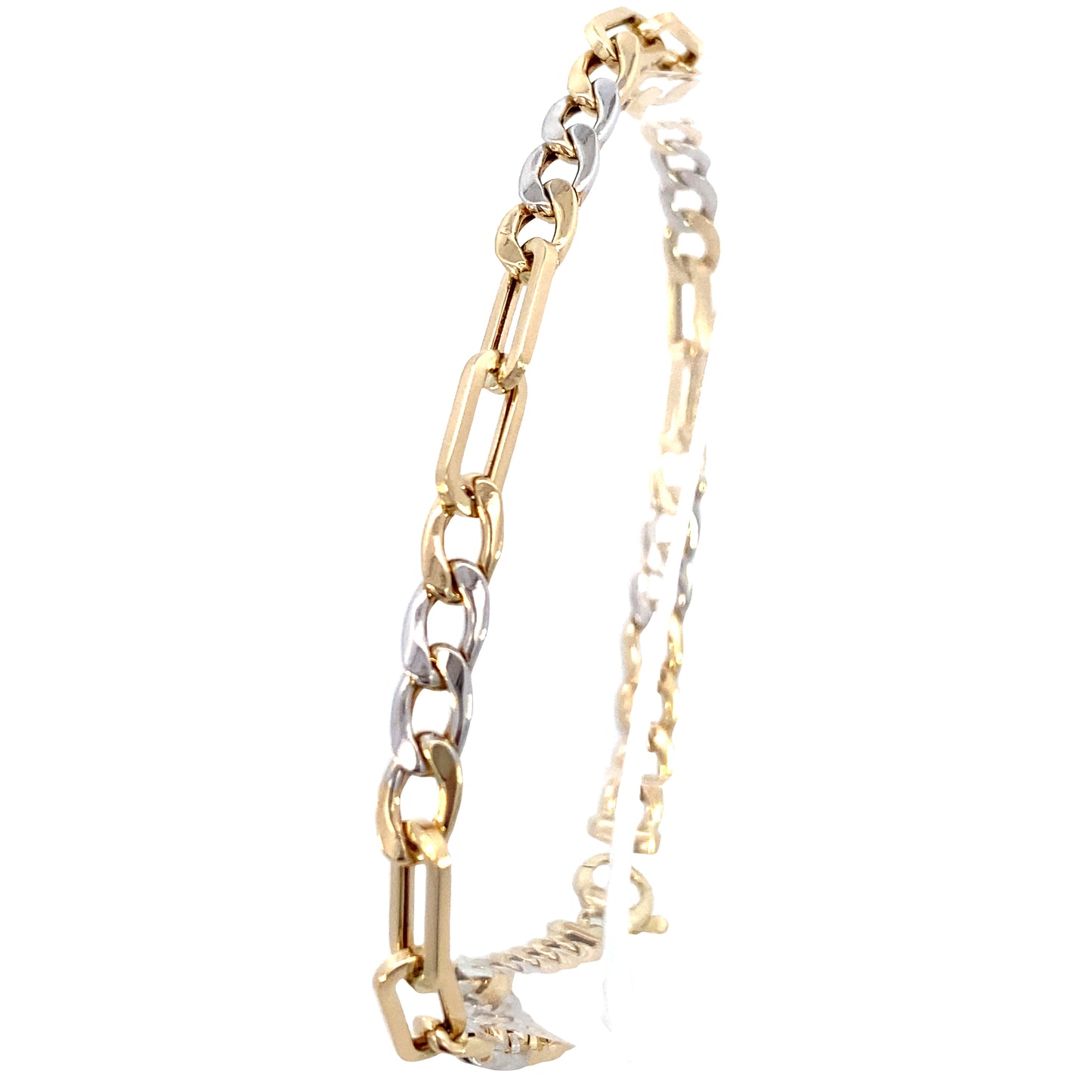 14K 2T Gold Figaro and Paper Clip Link Bracelet | Luby Gold Collection | Luby