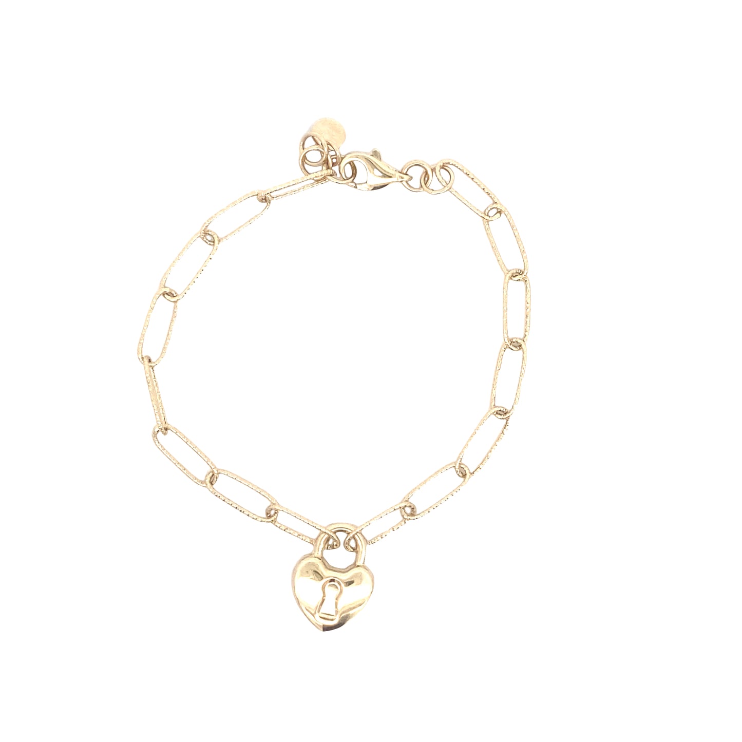 14k Gold Paper Clip Bracelet with Padlock Charm | Luby Gold Collection | Luby