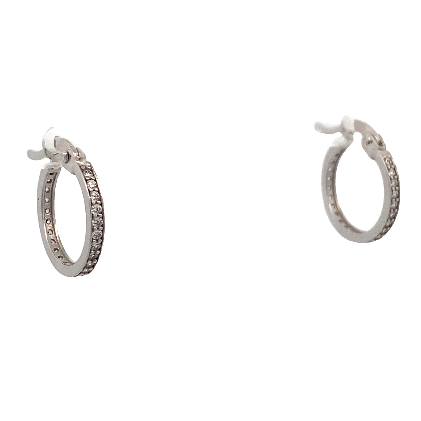 14K White Gold Hoops Earrings with CZ | Luby Gold Collection | Luby