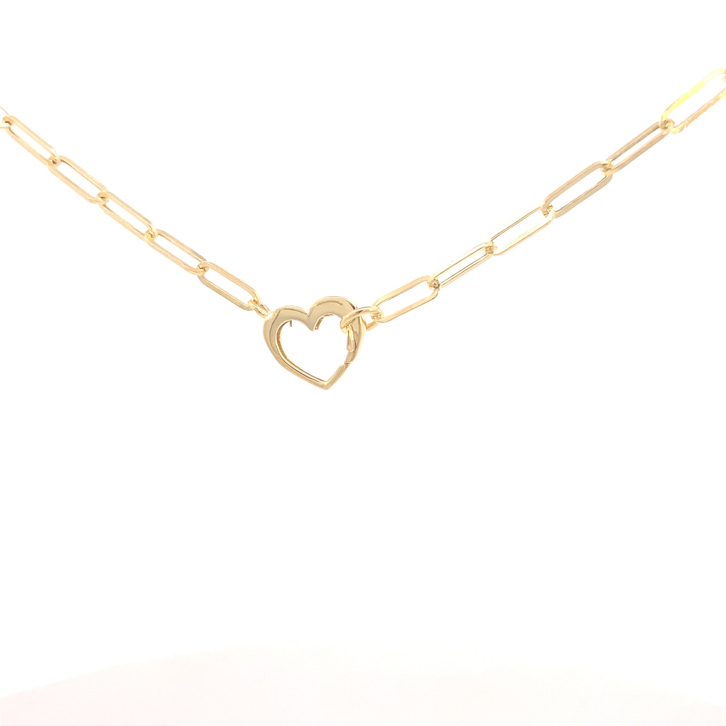 14K Gold Heart Paperclip Necklace | Luby Gold Collection | Luby