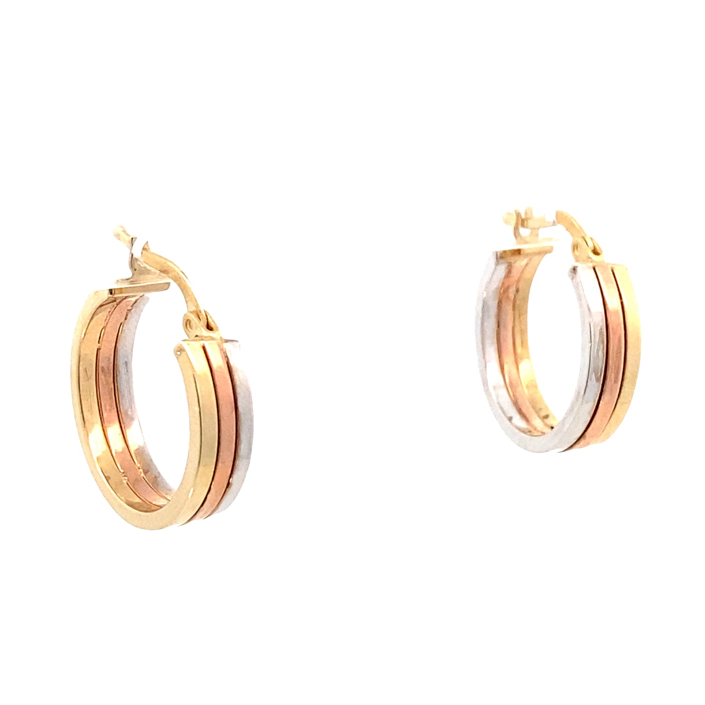 14K Gold Three Tone Line Hoops | Luby Gold Collection | Luby