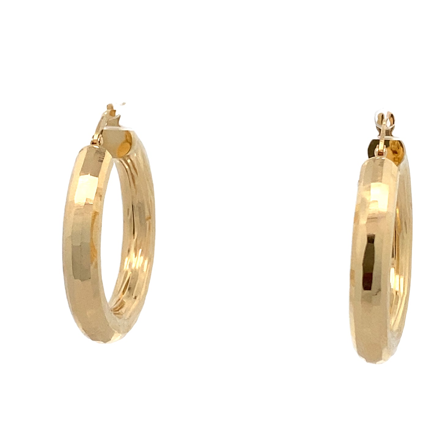 14K Gold Faceted Bold Hoops Earrings | Luby Gold Collection | Luby