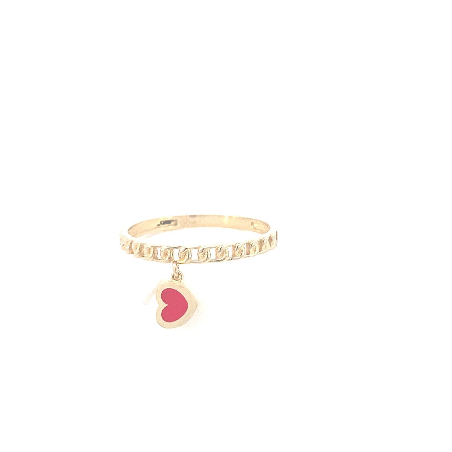 14K Gold Chain Link with Red Heart Ring | Luby Gold Collection | Luby