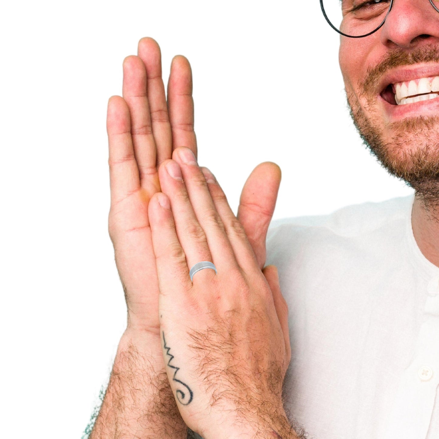 14K Wide Matte White Gold Men Wedding Band | Luby Gold Collection | Luby