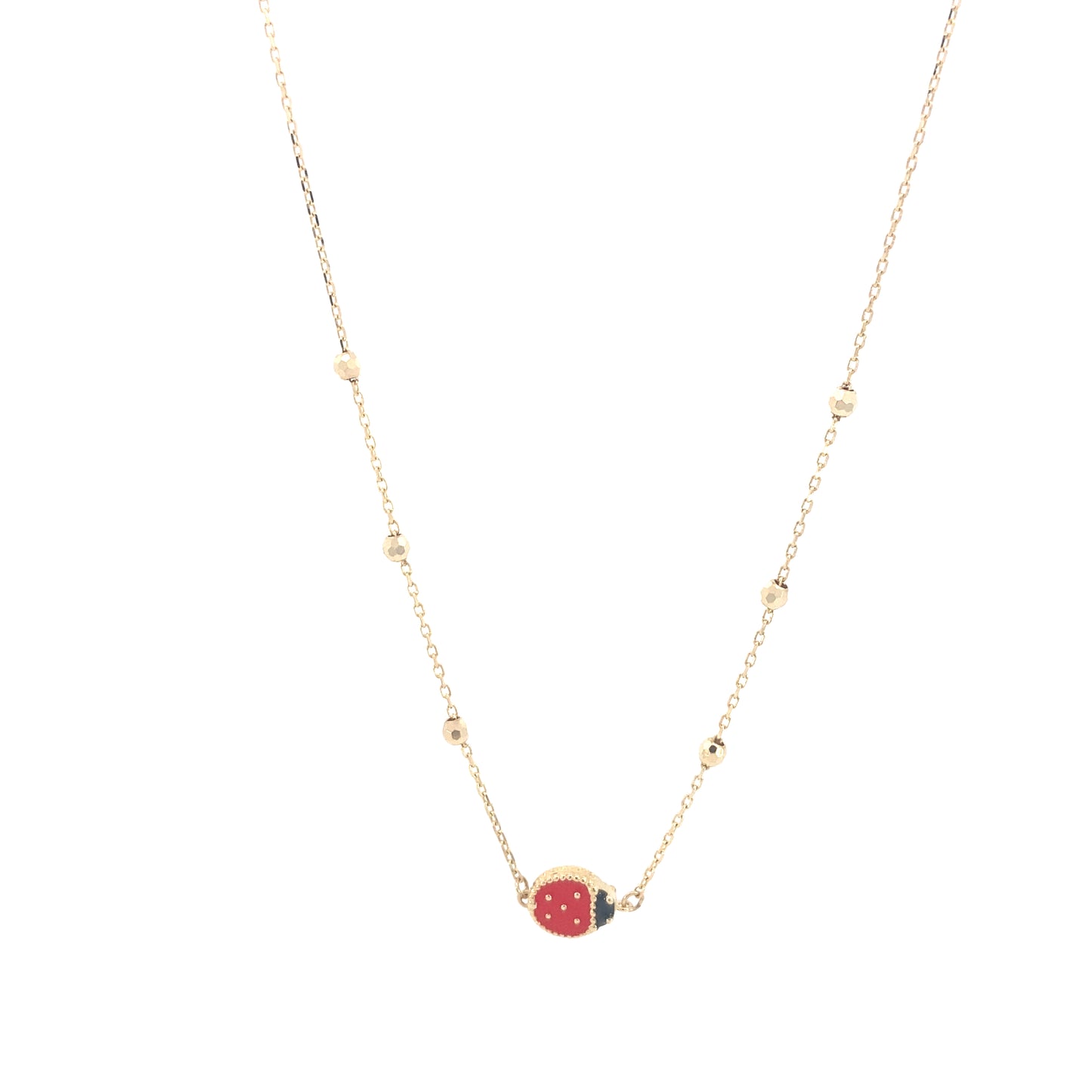 14K Gold Lady Bug Necklace with Red Enamel | Luby Gold Collection | Luby
