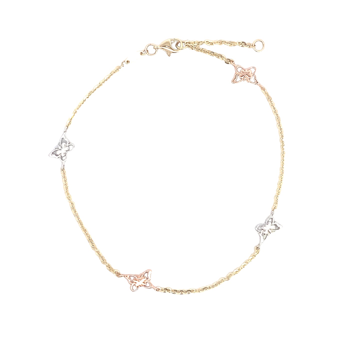 14K Gold 3/C Butterfly Anklet Bracelet | Luby Gold Collection | Luby