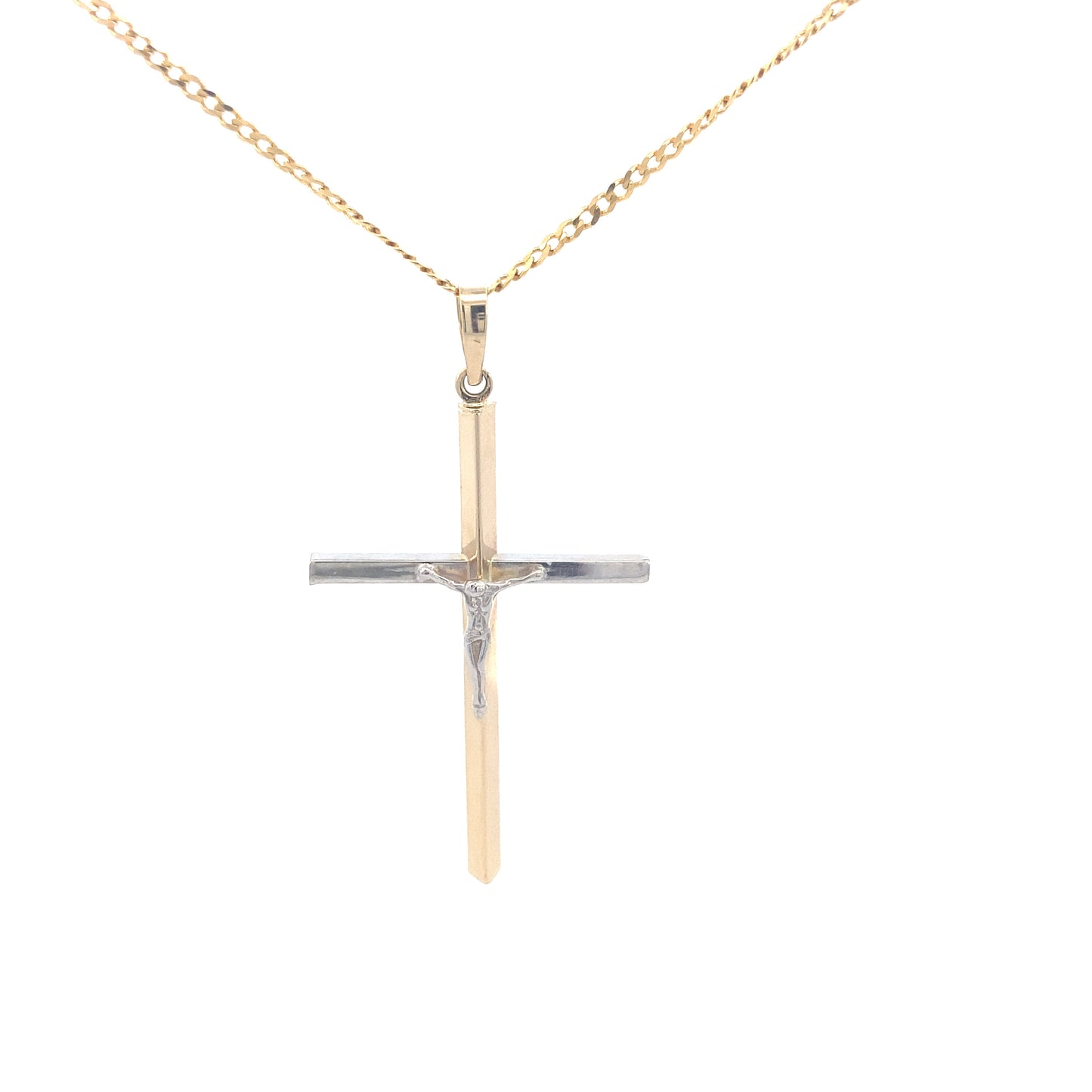 14K Gold Cross with Crucified Jesus Dual Tone | Luby Gold Collection | Luby