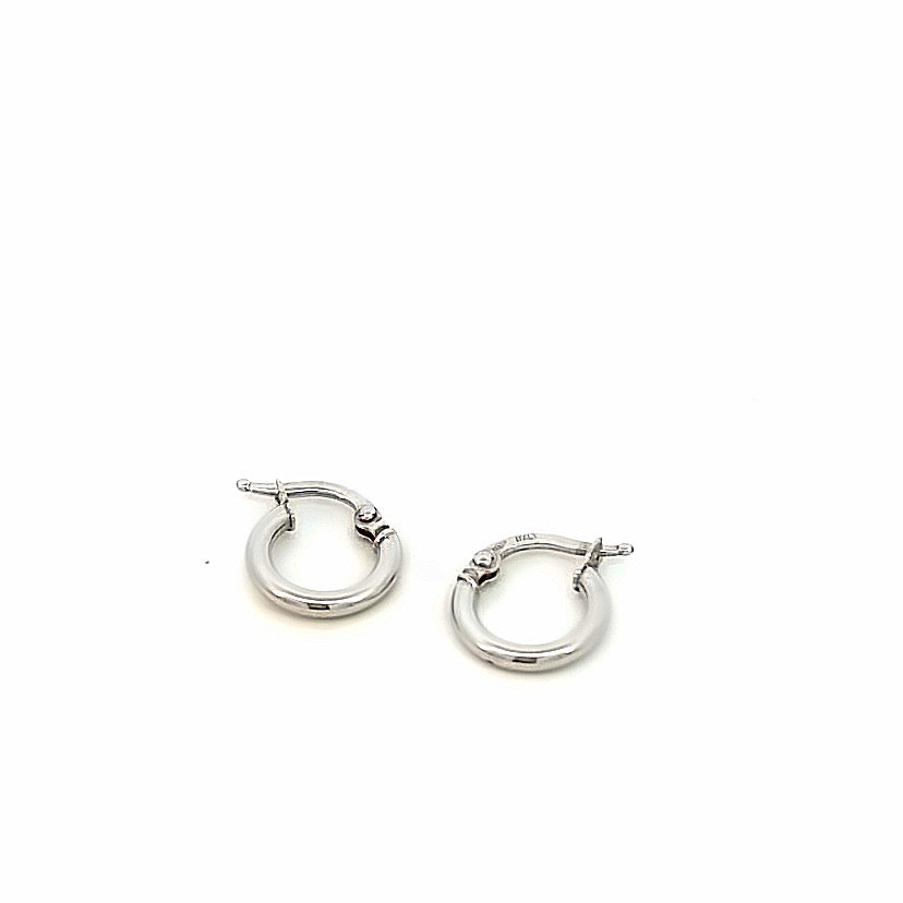 14K White Gold Small Hoops | Luby Gold Collection | Luby