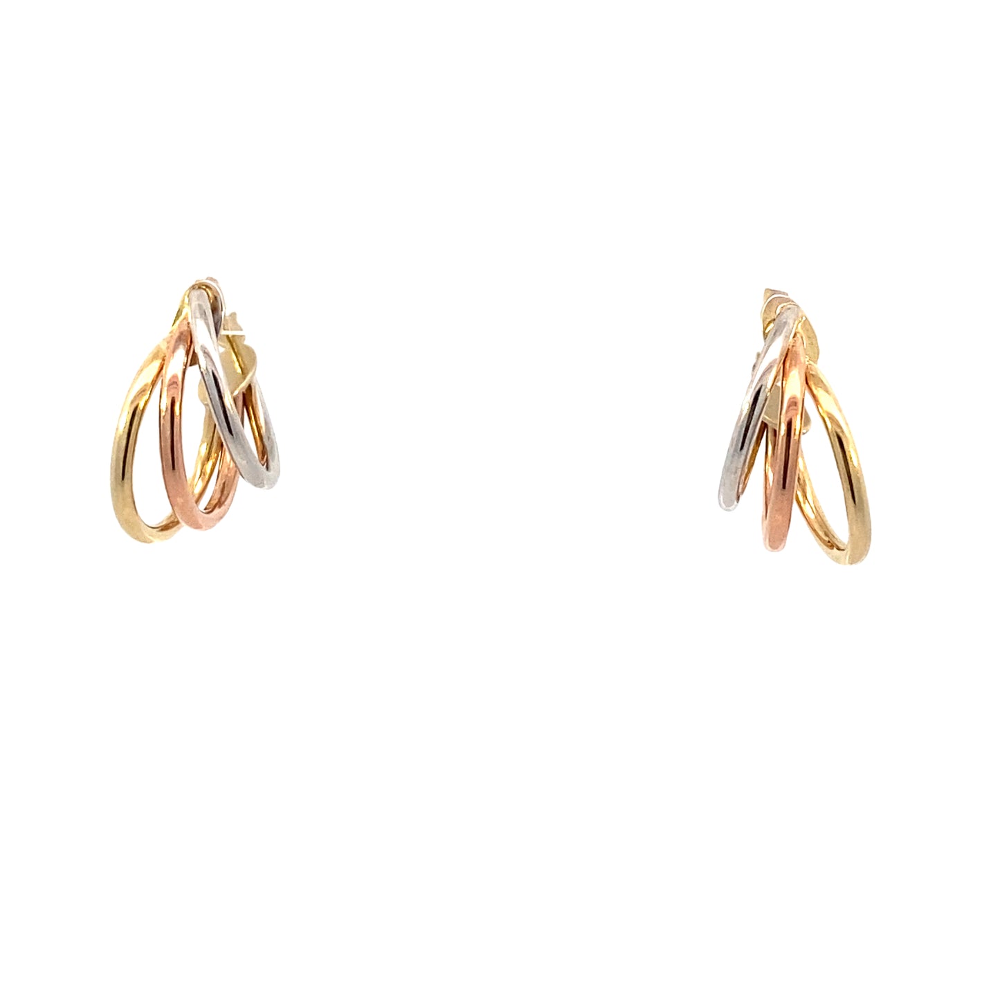 14K Gold 3-Color Line Earrings | Luby Gold Collection | Luby