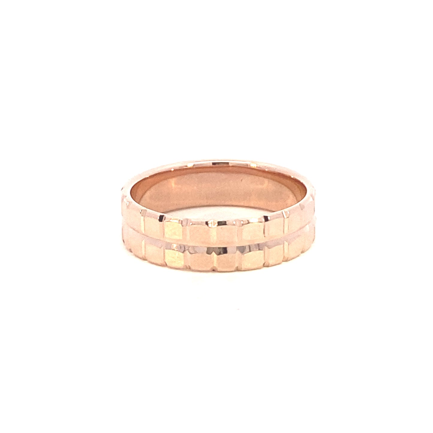 14K Rose Gold Cut Diamond Square Wedding Band | Luby Gold Collection | Luby