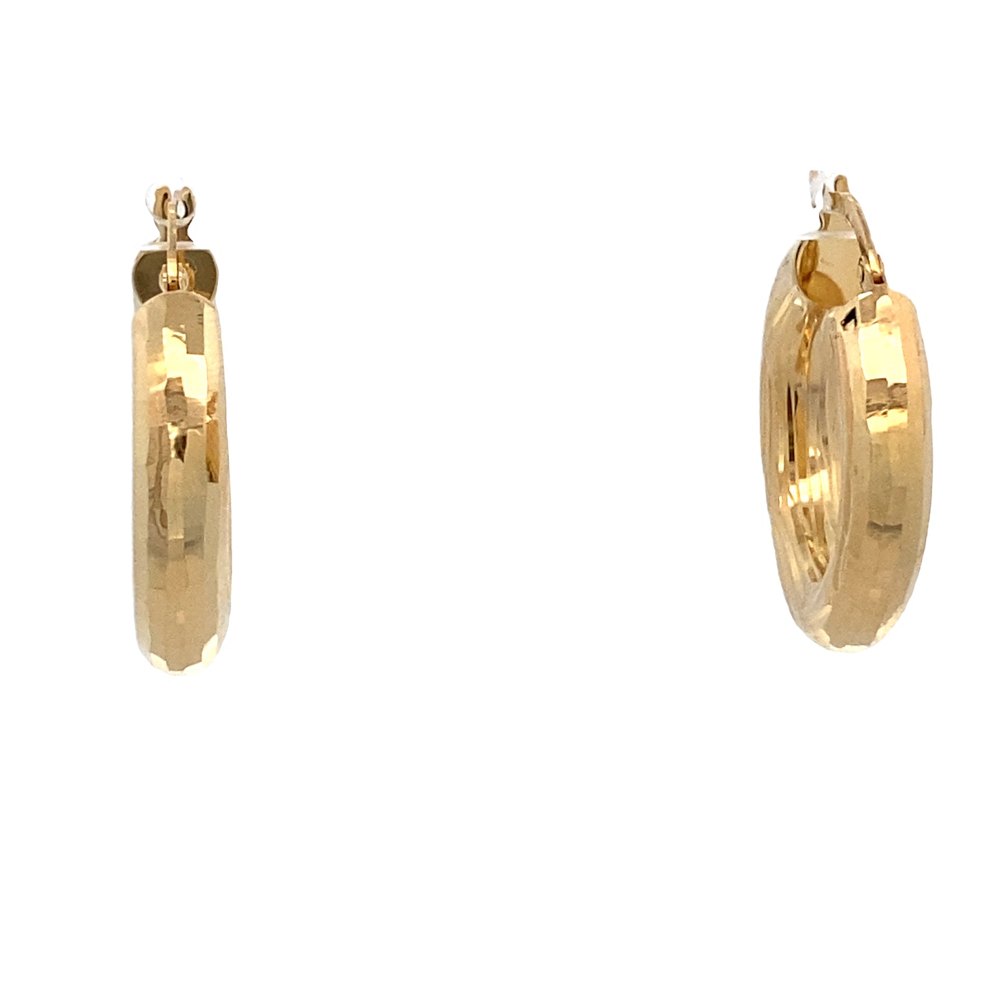 14K Gold Faceted Bold Hoops Earrings | Luby Gold Collection | Luby