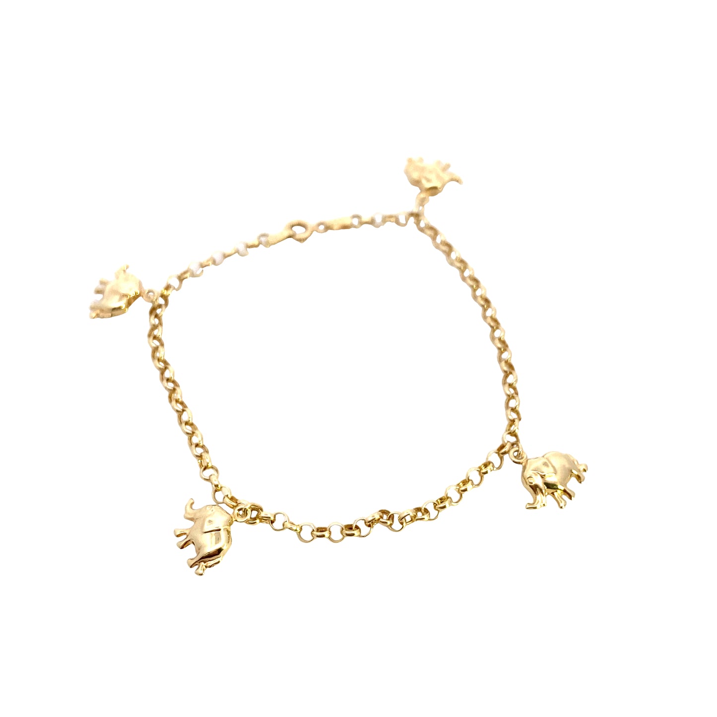 14K Gold Dangle Elephant Bracelet | Luby Gold Collection | Luby