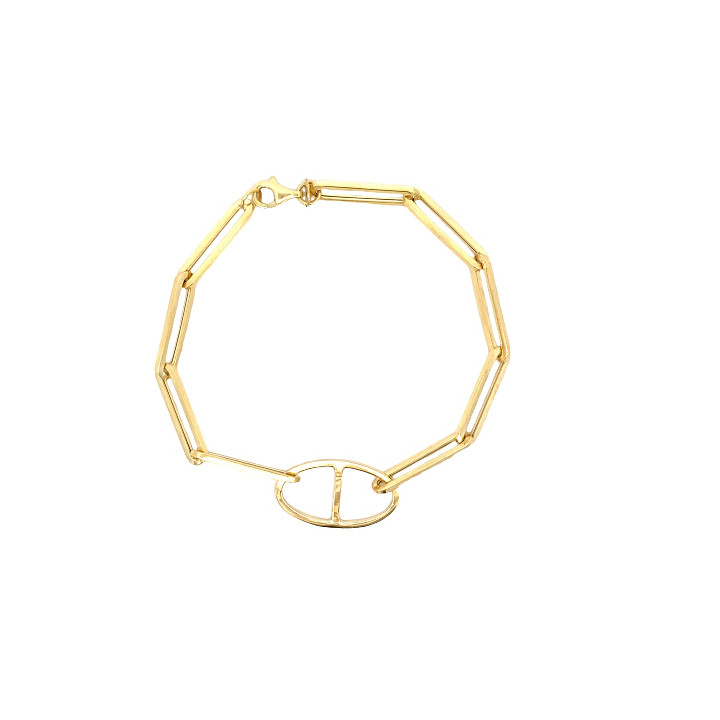 14K Gold Long Paper Clip Bracelet | Luby Gold Collection | Luby