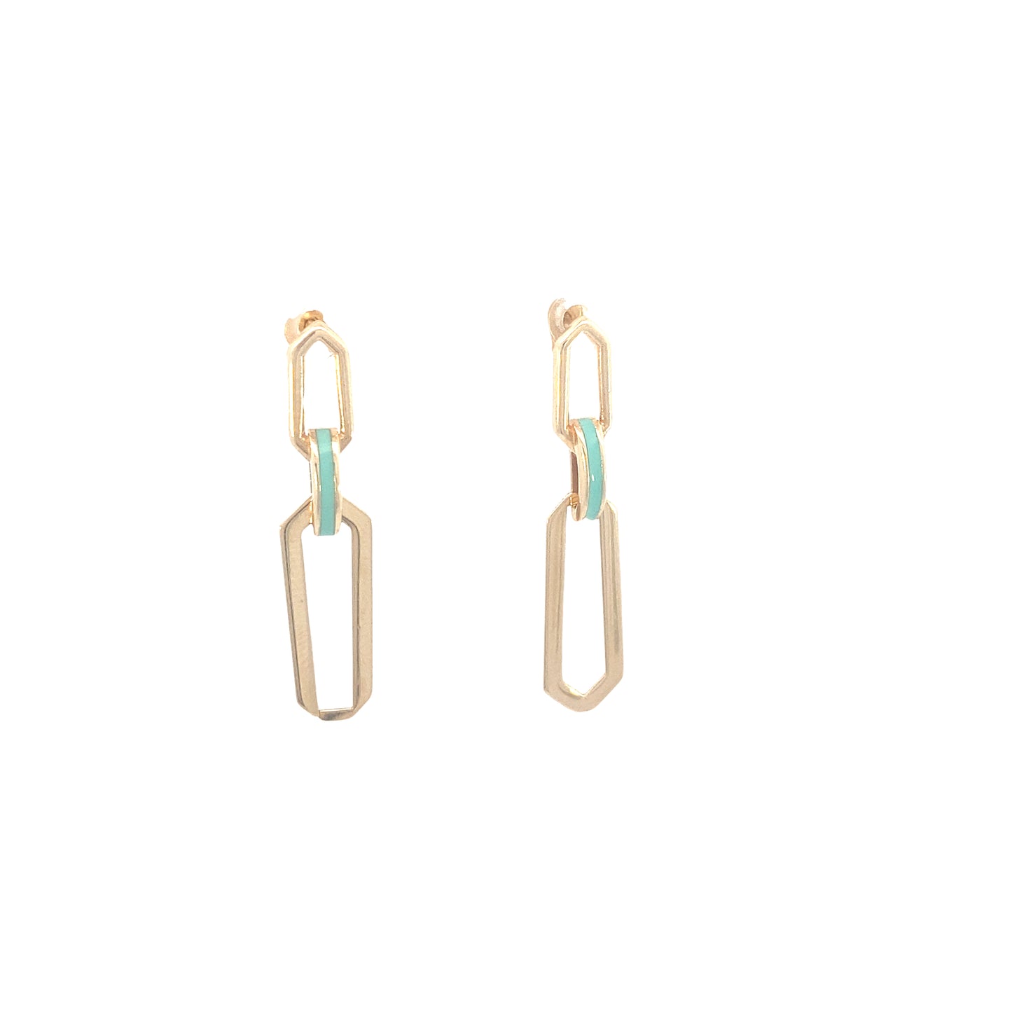 14K Gold Links Earrings with Blue Enamel | Luby Gold Collection | Luby