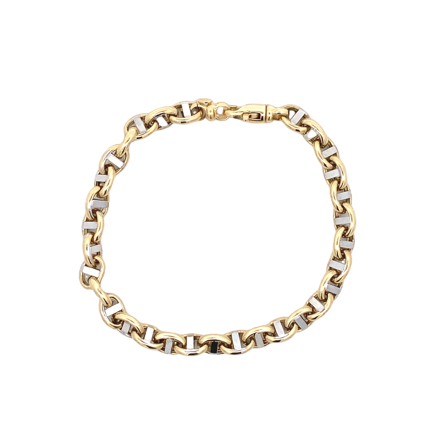 14K Gold two Tone Coffe Bean Link Necklace | Luby Gold Collection | Luby