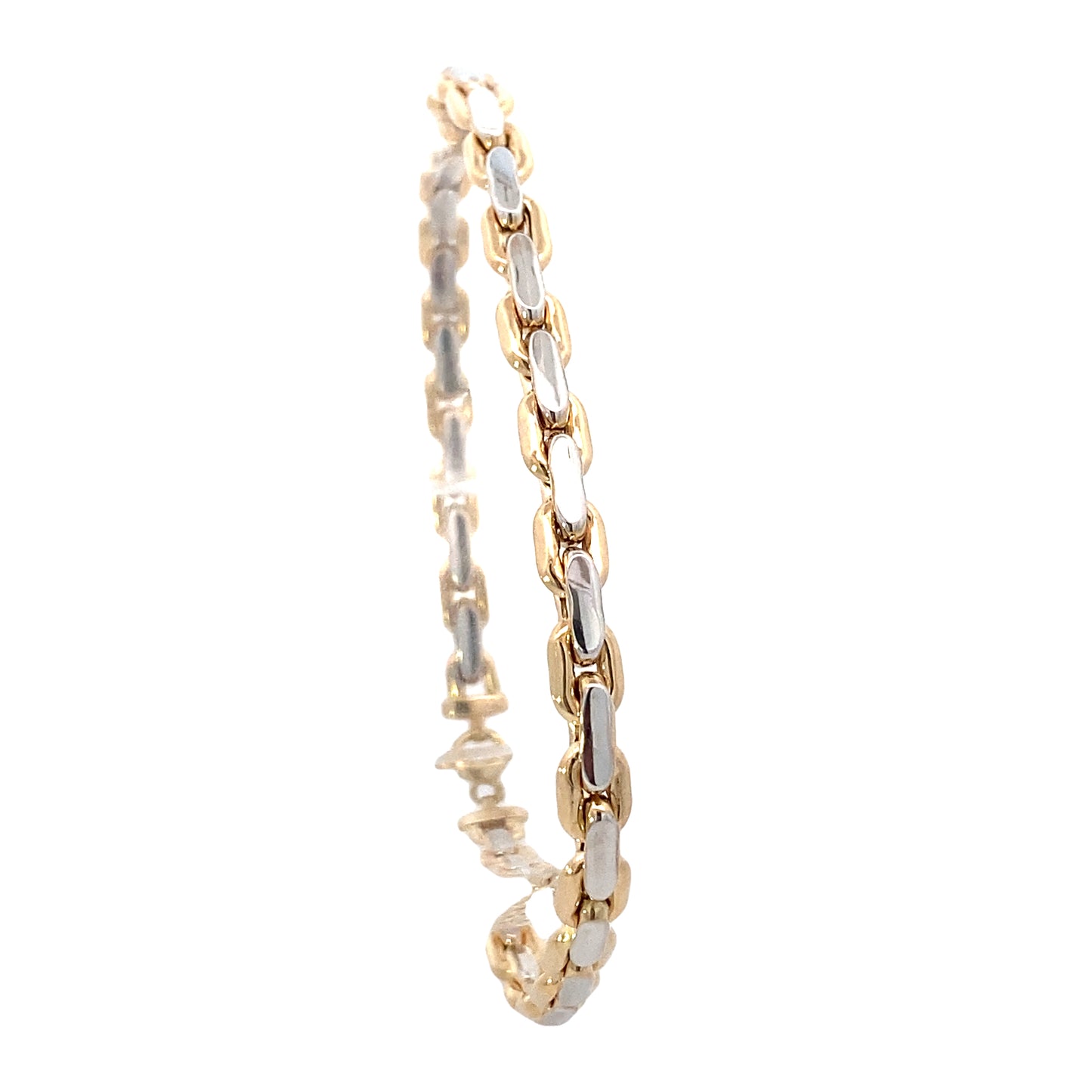 14K Gold Flat Link 2-tones Bracelet | Luby Gold Collection | Luby