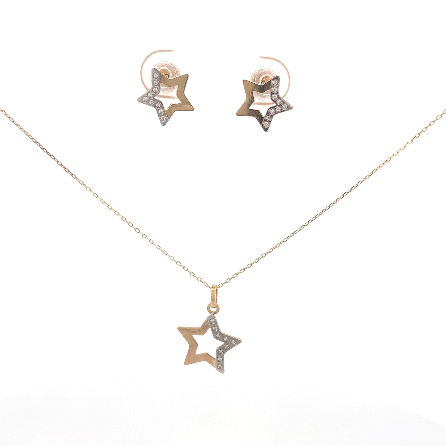 14K Star Half Two Tones with Zircon | Luby Gold Collection | Luby
