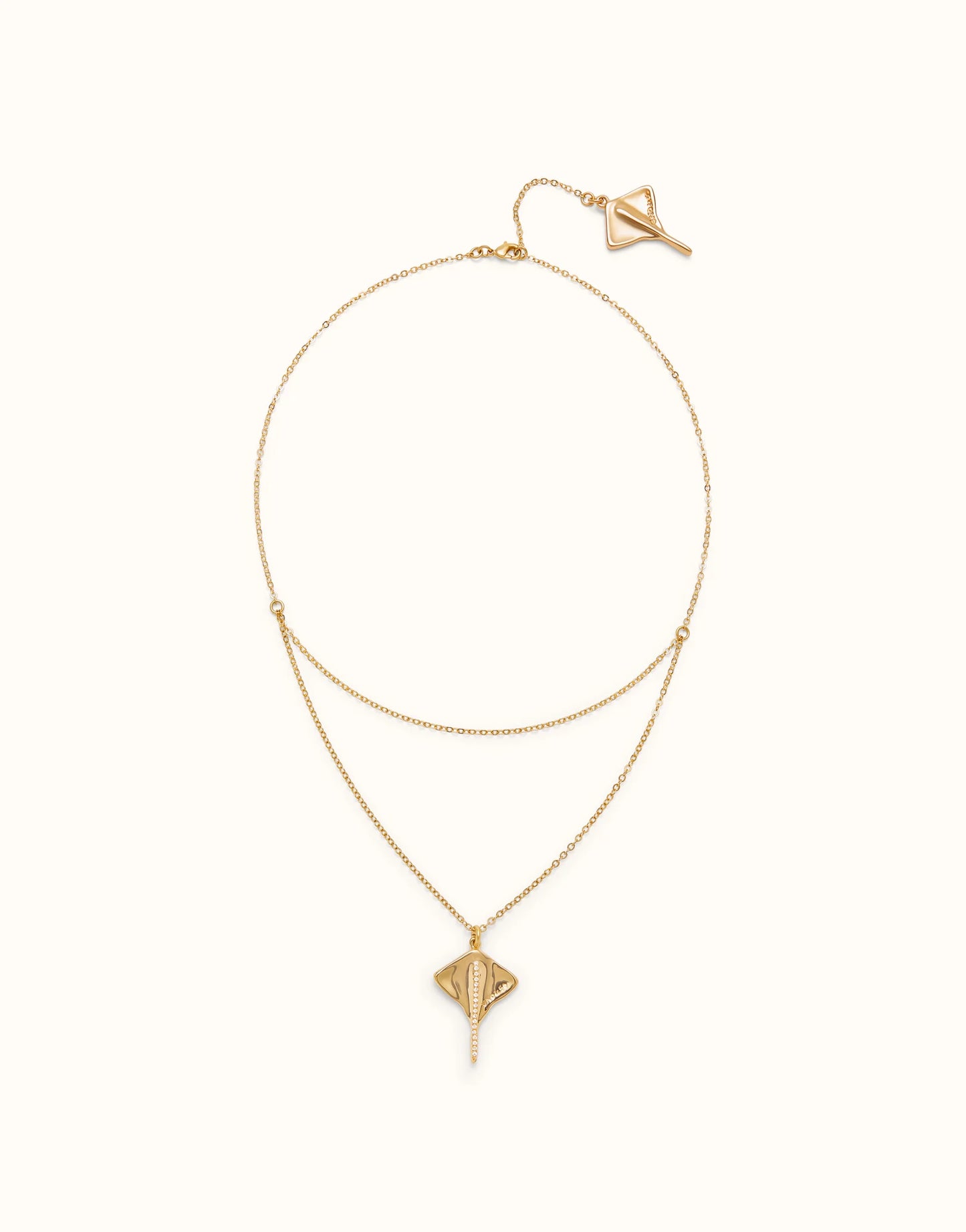 Cadena doble bañada en oro de 18K y topacios figura MANTARRAYA | Uno de 50 | Luby