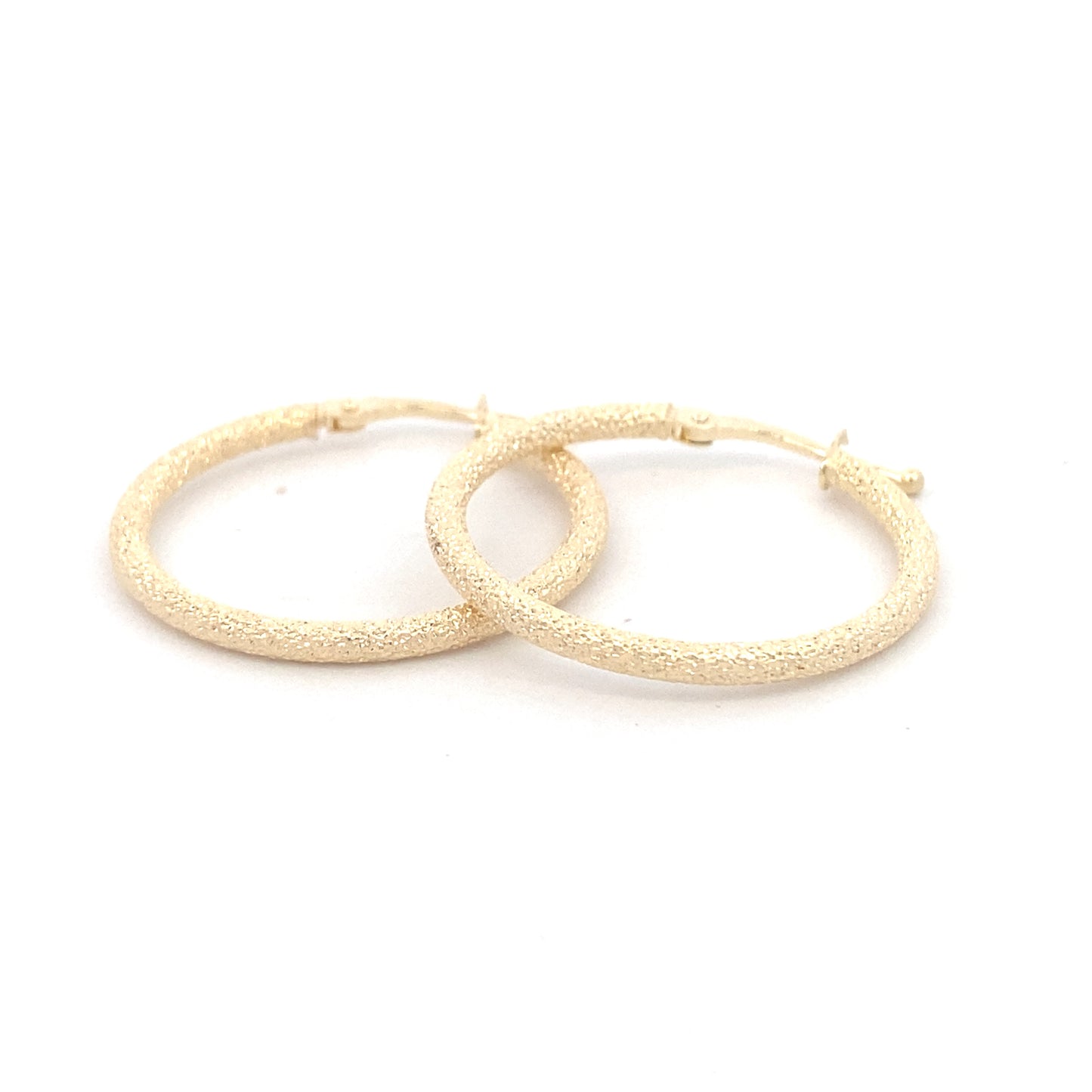 14K Gold Earring Medium Hoops Cut Diamond | Luby Gold Collection | Luby