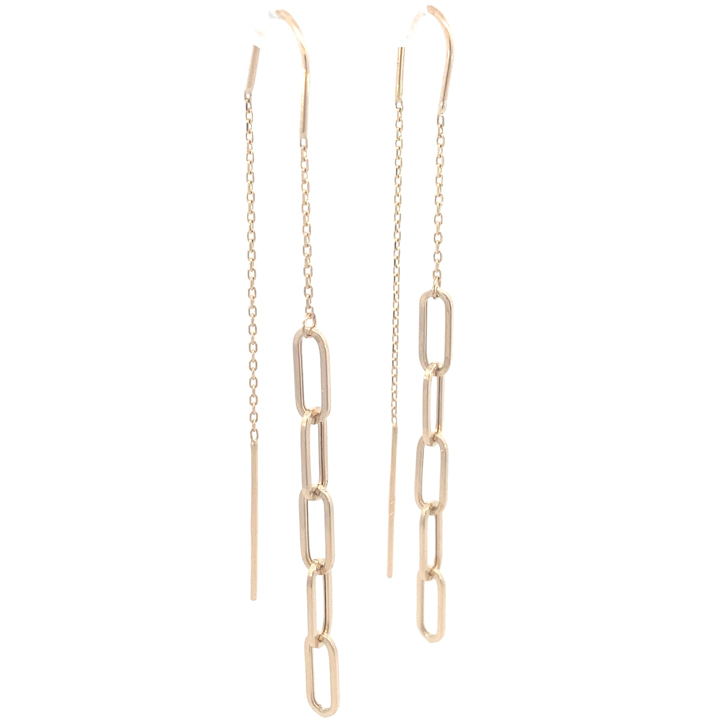 14K Gold Long Paper Clip Earrings | Luby Gold Collection | Luby