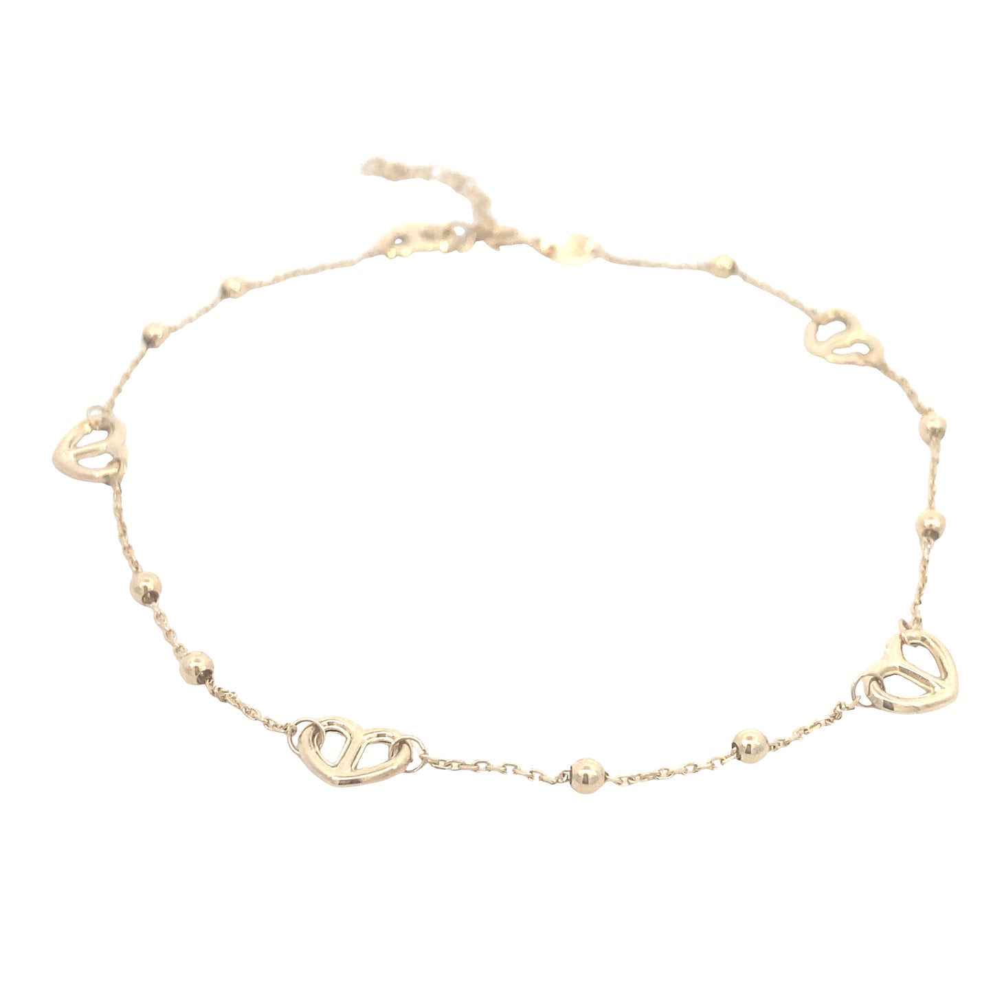 14K Gold Double Heart Anklet Bracelet | Luby Gold Collection | Luby