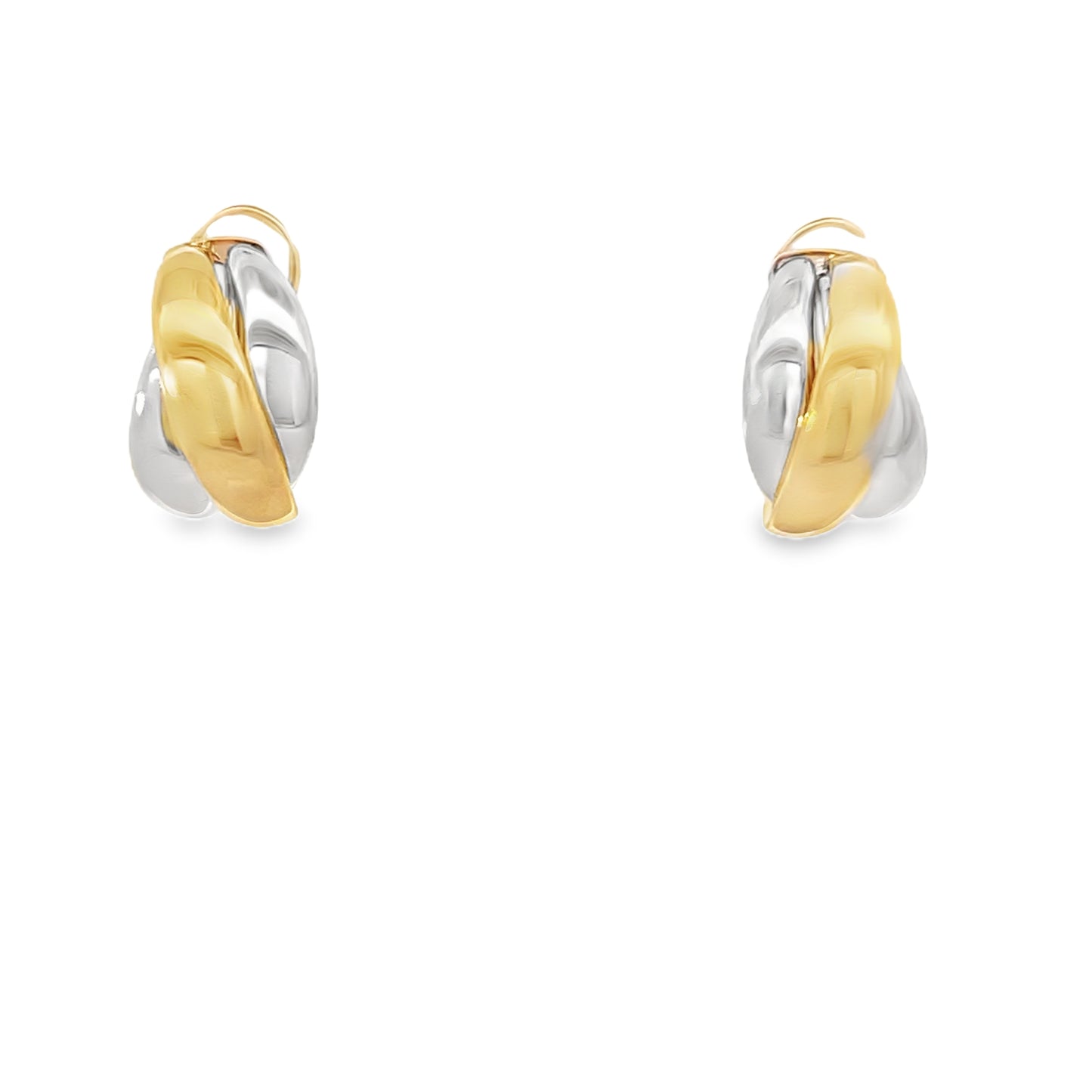 14K Gold 2 Tone Huggies Earrings | Luby Gold Collection | Luby