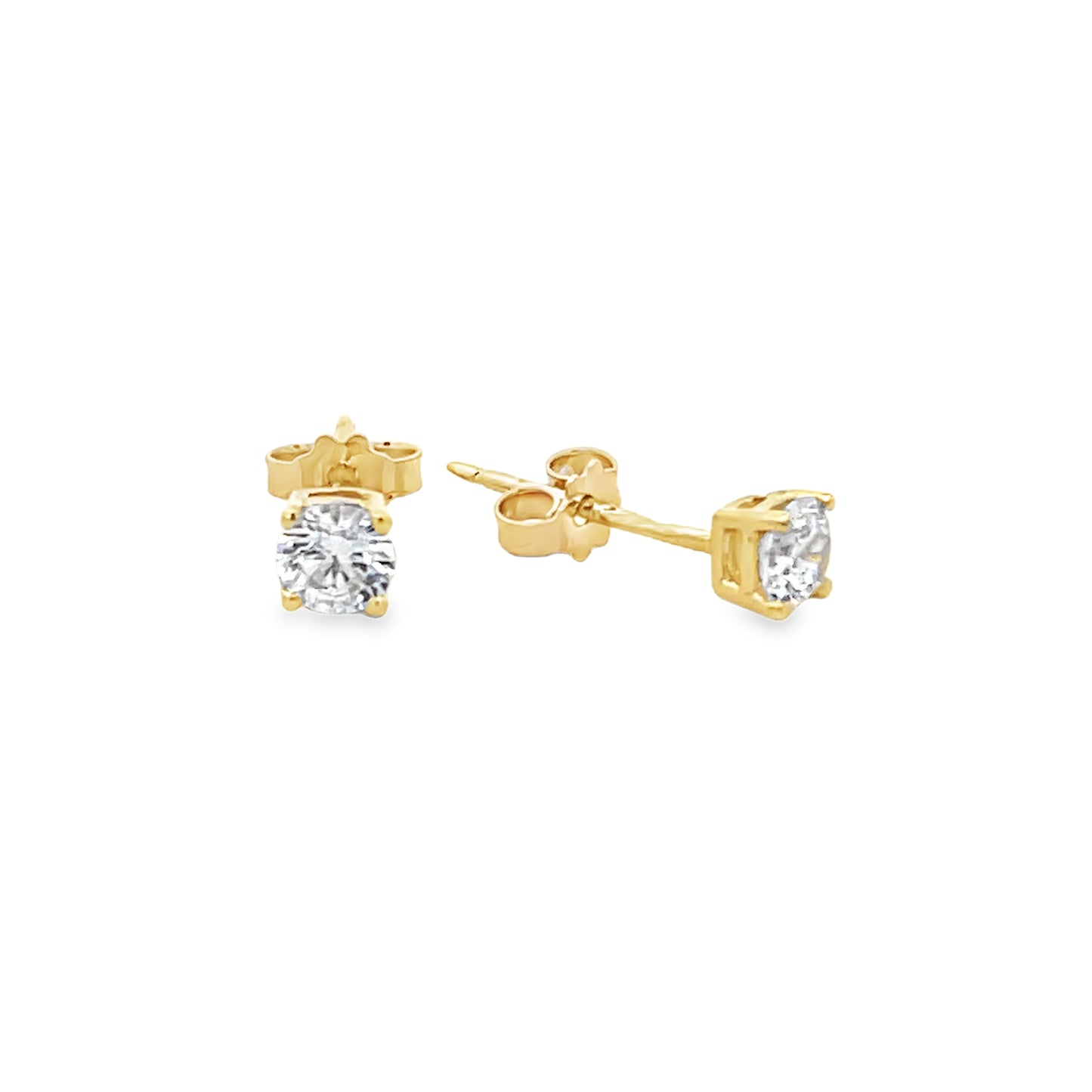 14K Gold Clear CZ Stud 4MM | Luby Gold Collection | Luby
