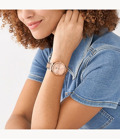 Scarlette Three-Hand Date Rose Gold-Tone Stainless Steel Watch | Fossil | Luby
