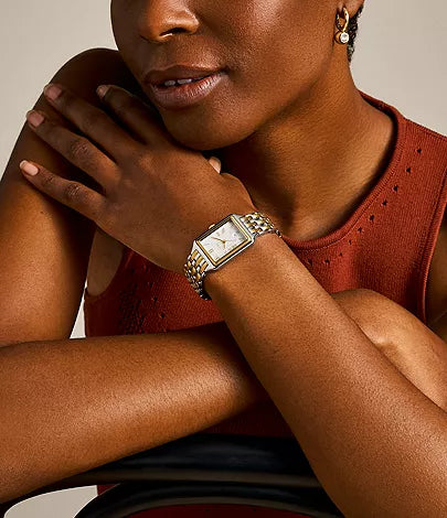 Raquel Three-Hand Date Two-Tone Stainless Steel Watch | Fossil | Luby