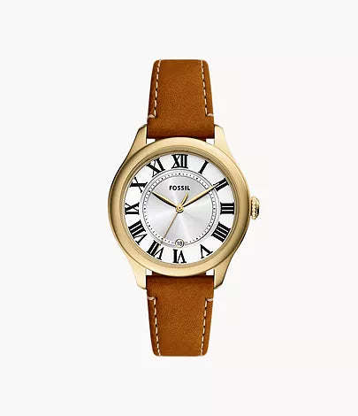 Gilmore Three-Hand Date Medium Brown Leather Watch | Fossil | Luby