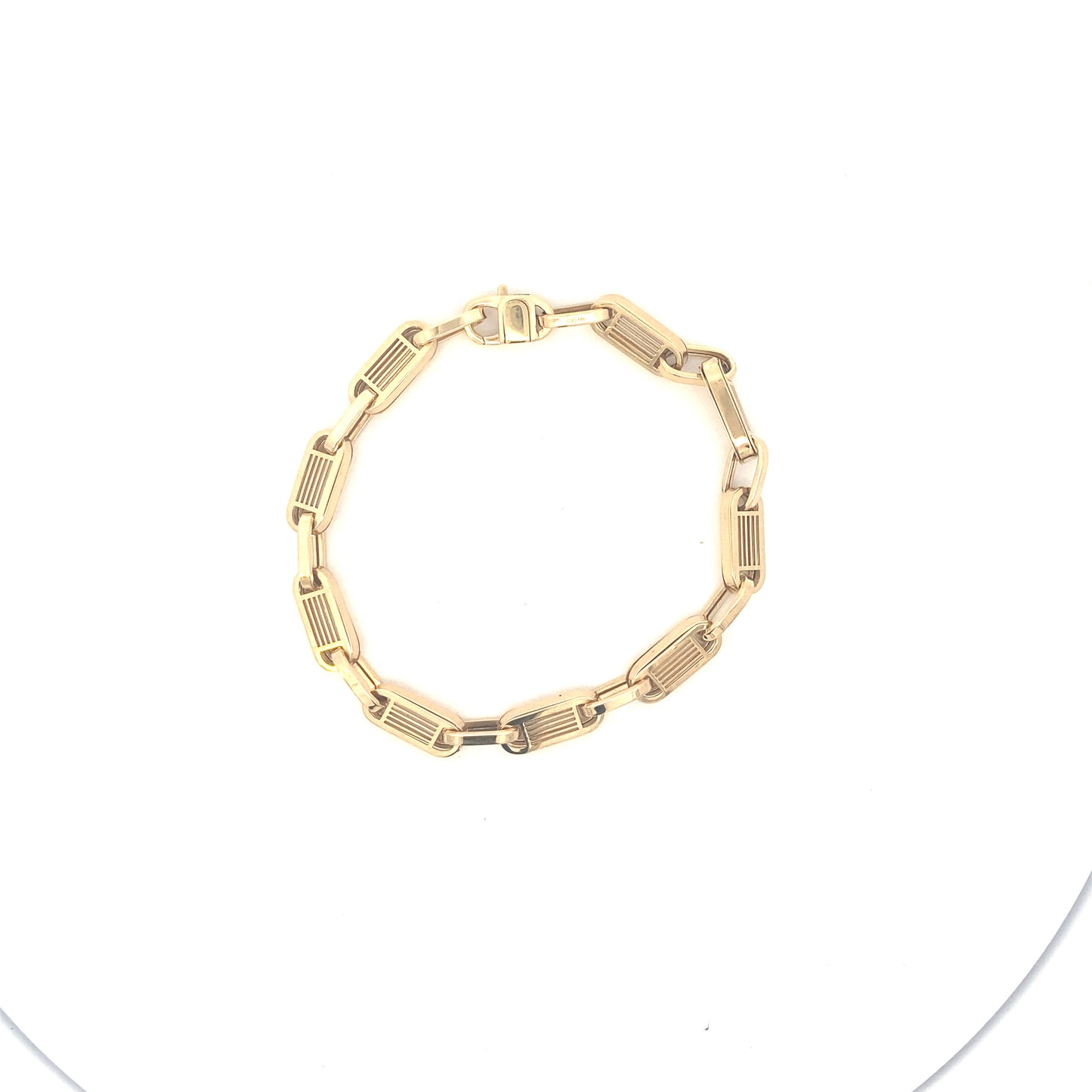 14K Gold Open Link of Lines Men Bracelet | Luby Gold Collection | Luby