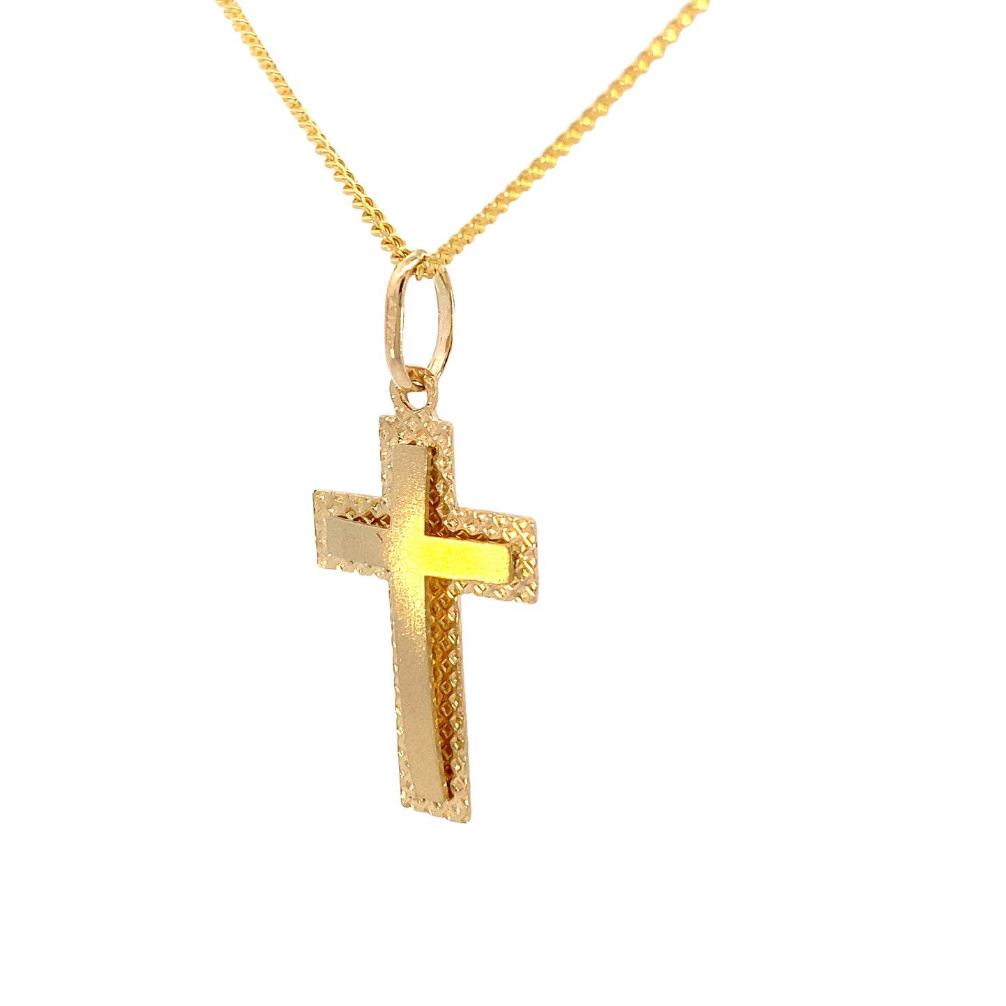 14K Gold Double Cross Pendant | Luby Gold Collection | Luby
