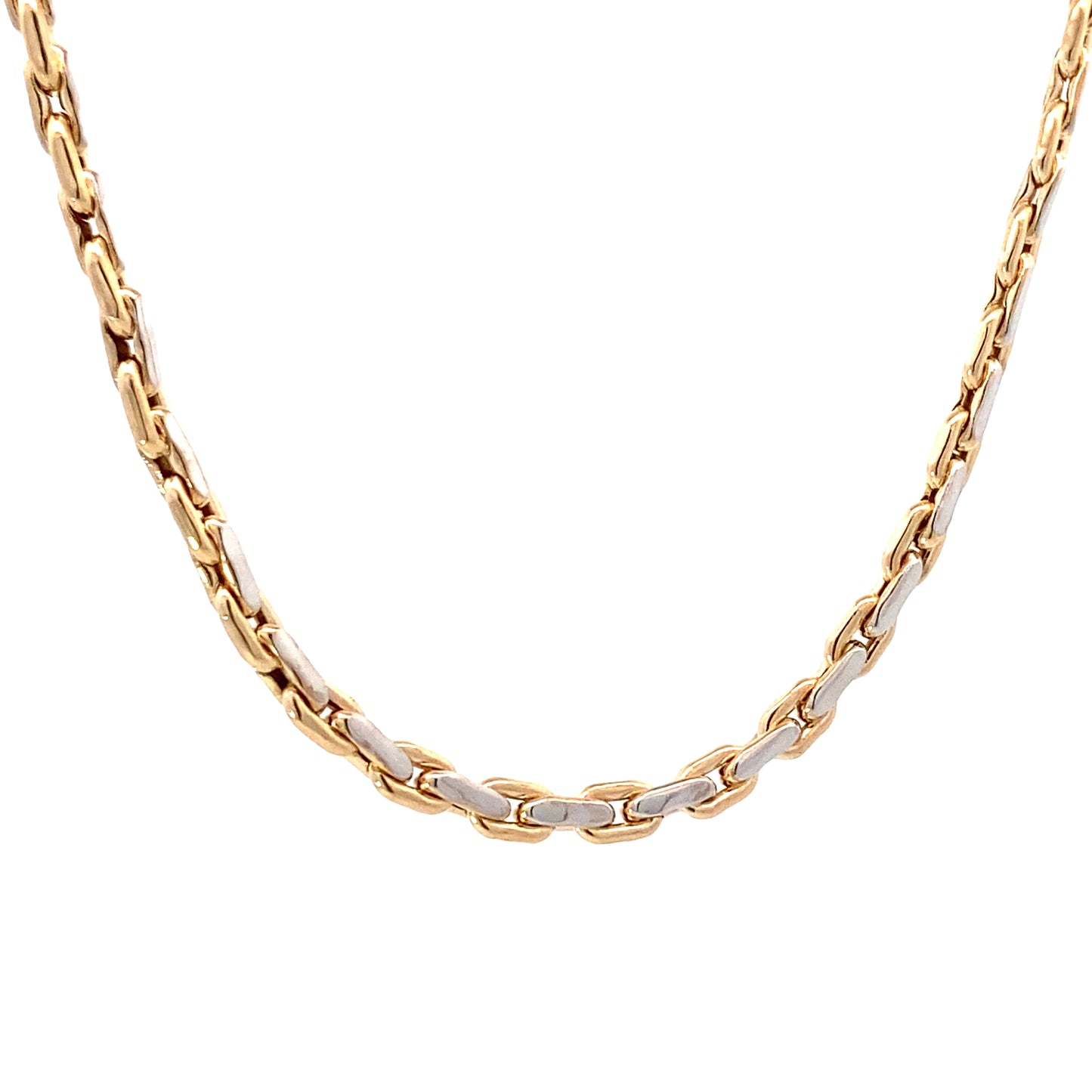 14K Gold 2-tone Double Link Flat Chain | Luby Gold Collection | Luby