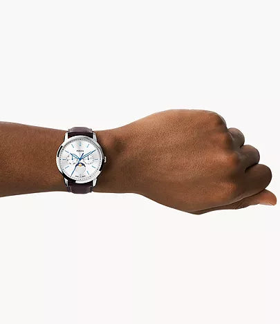 Neutra Moonphase Multifunction Brown Leather Watch | Fossil | Luby
