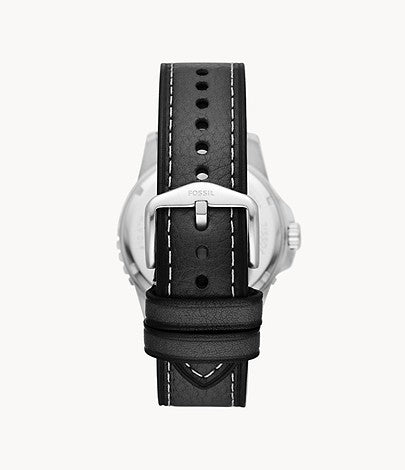 Fossil Blue Three-Hand Date Black LiteHide™ Leather Watch | Fossil | Luby