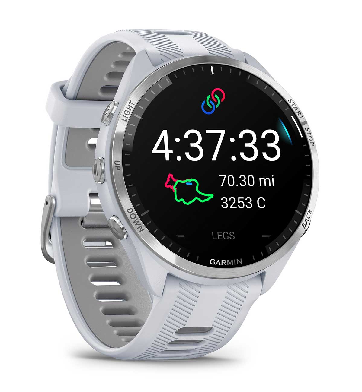 Forerunner® 965 Titanium Bezel with Whitestone Case and Whitestone/Powder Gray Silicone Band | Garmin | Luby