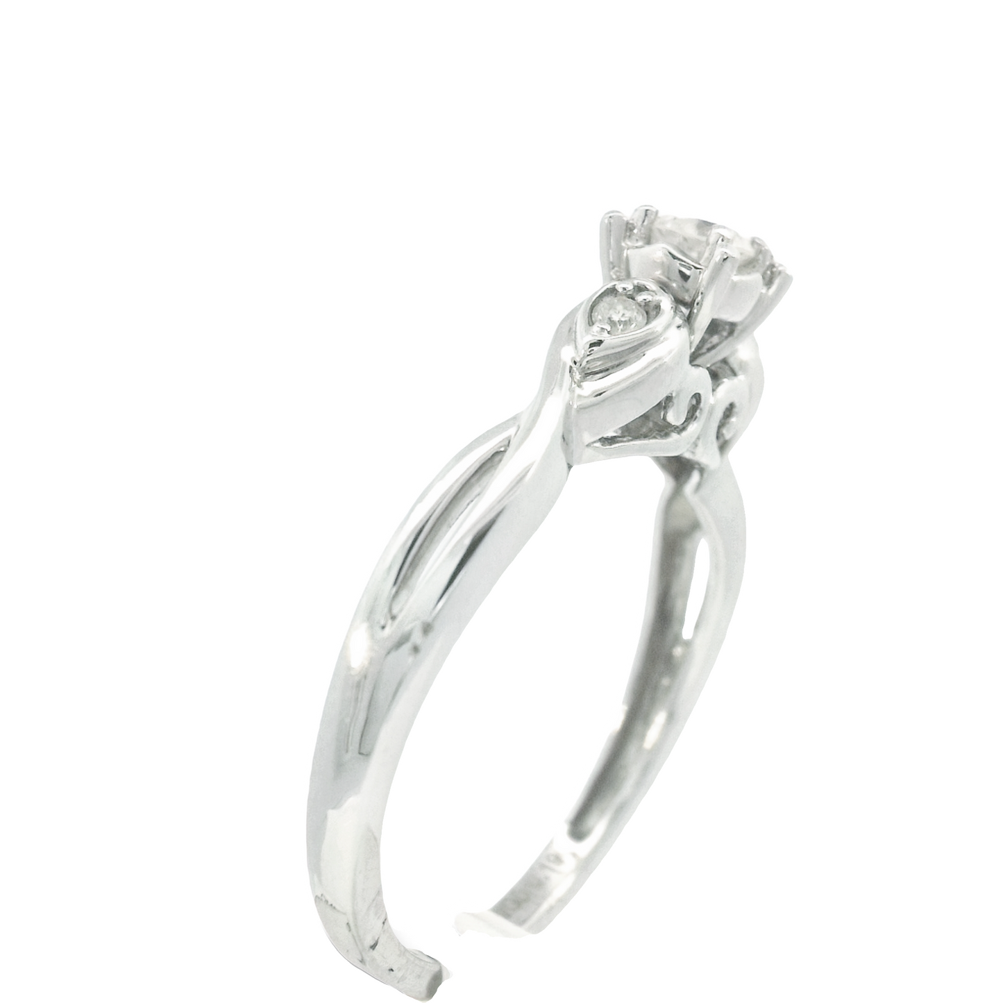 14k Three Diamond Twist White Gold Engagement Ring | Luby Diamond Collection | Luby