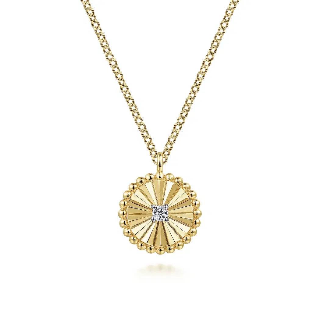Diamond Cut - 14K White-Yellow Gold Bujukan Diamond Cut Pendant Necklace | Gabriel & Co. | Luby