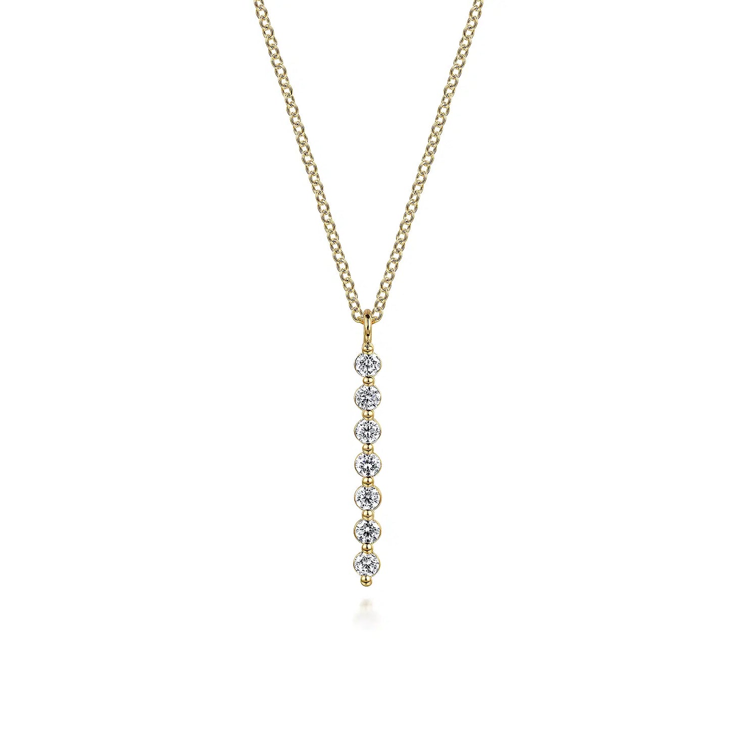 14K Yellow Gold White Sapphire Bar Necklace | Gabriel & Co. | Luby