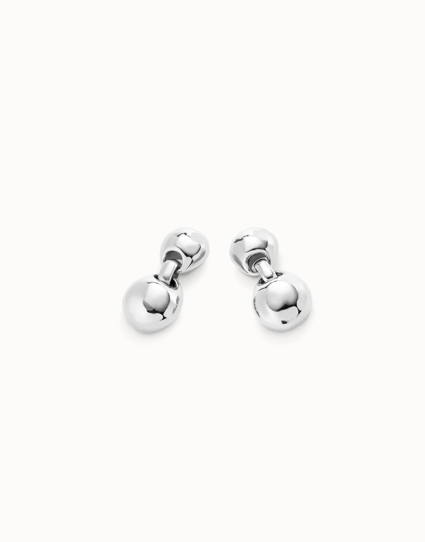 SER INTREPIDA-Sterling Silver-Plated Earrings with Two Beads | Uno de 50 | Luby