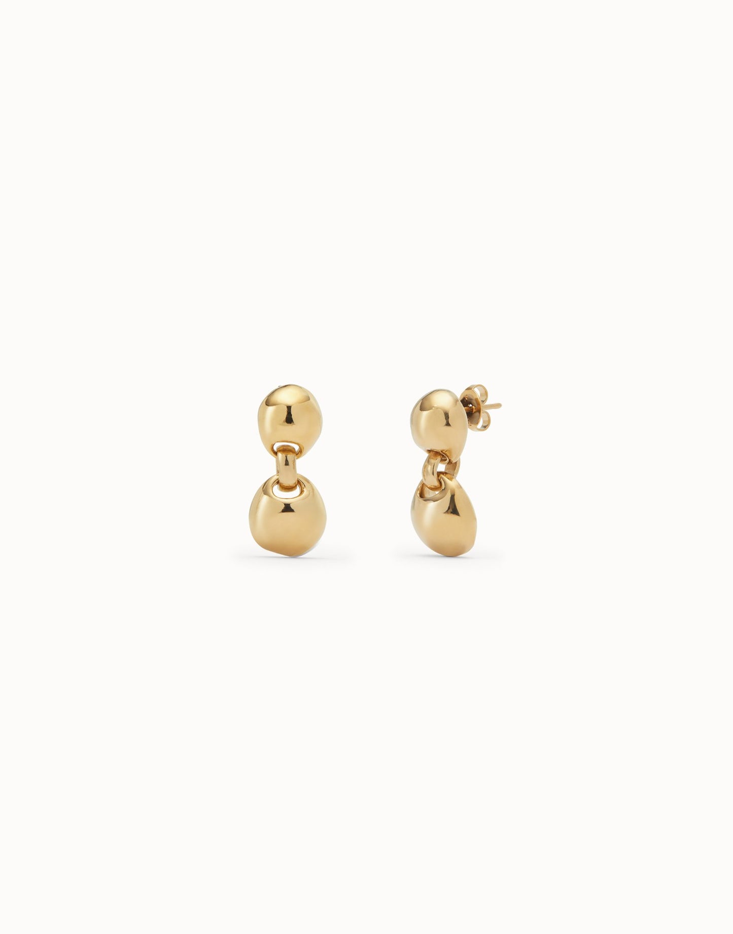 SER INTREPIDA- 18k Gold-Plated Earrings with Two Beads | Uno de 50 | Luby