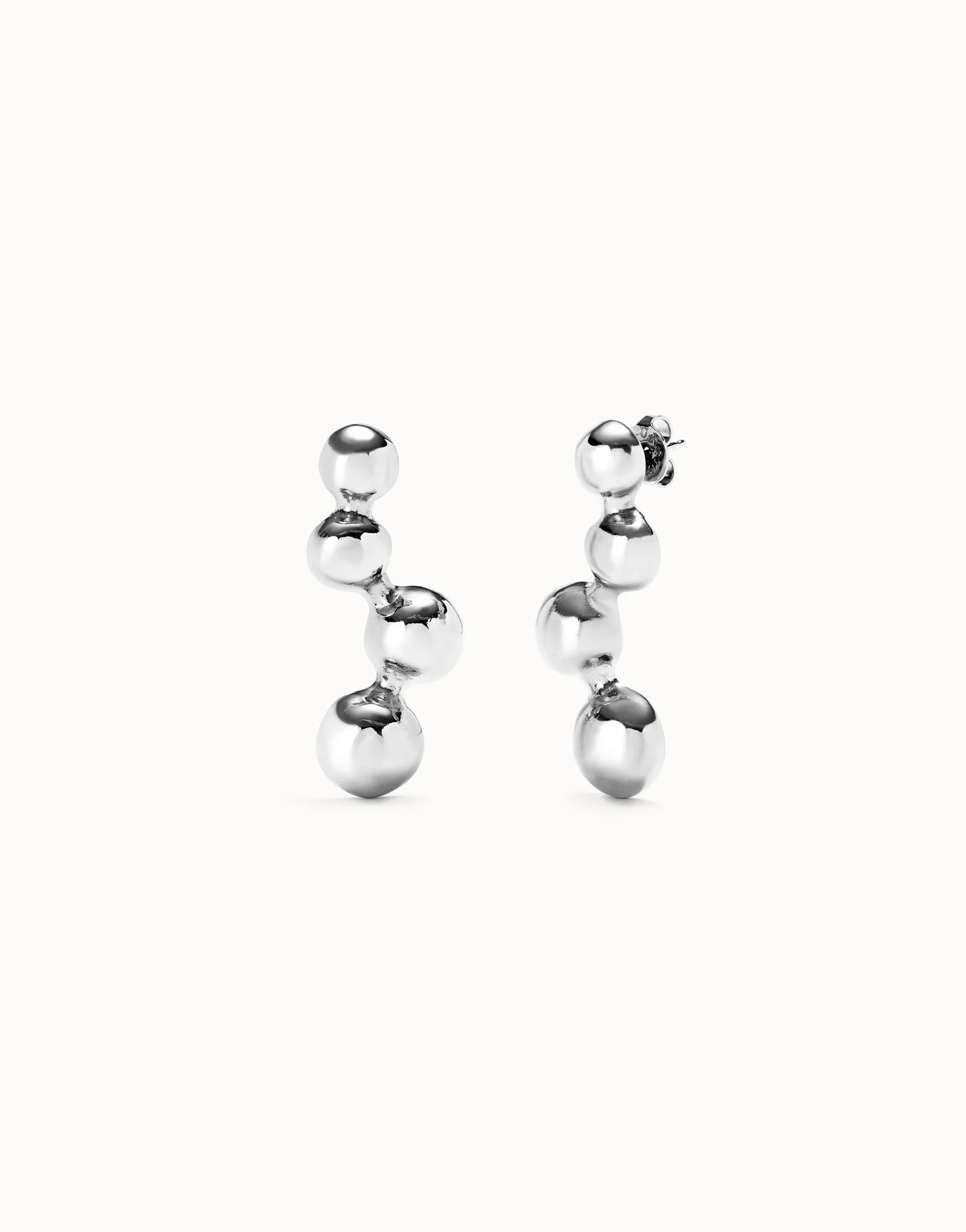 SER INTREPIDA- Sterling Silver-Plated Earrings with Four Bubble Shaped Beads | Uno de 50 | Luby
