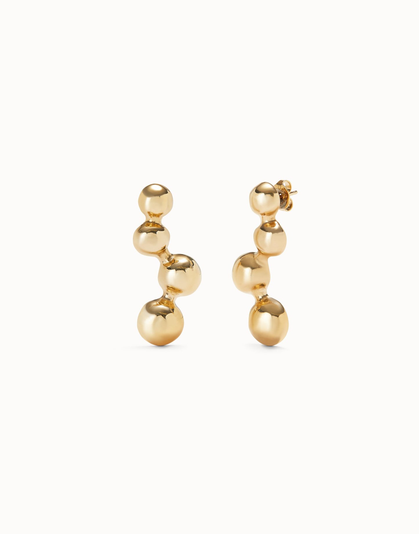 SER INTREPIDA- 18k Gold-Plated Earrings with Four Bubble Shaped Beads | Uno de 50 | Luby