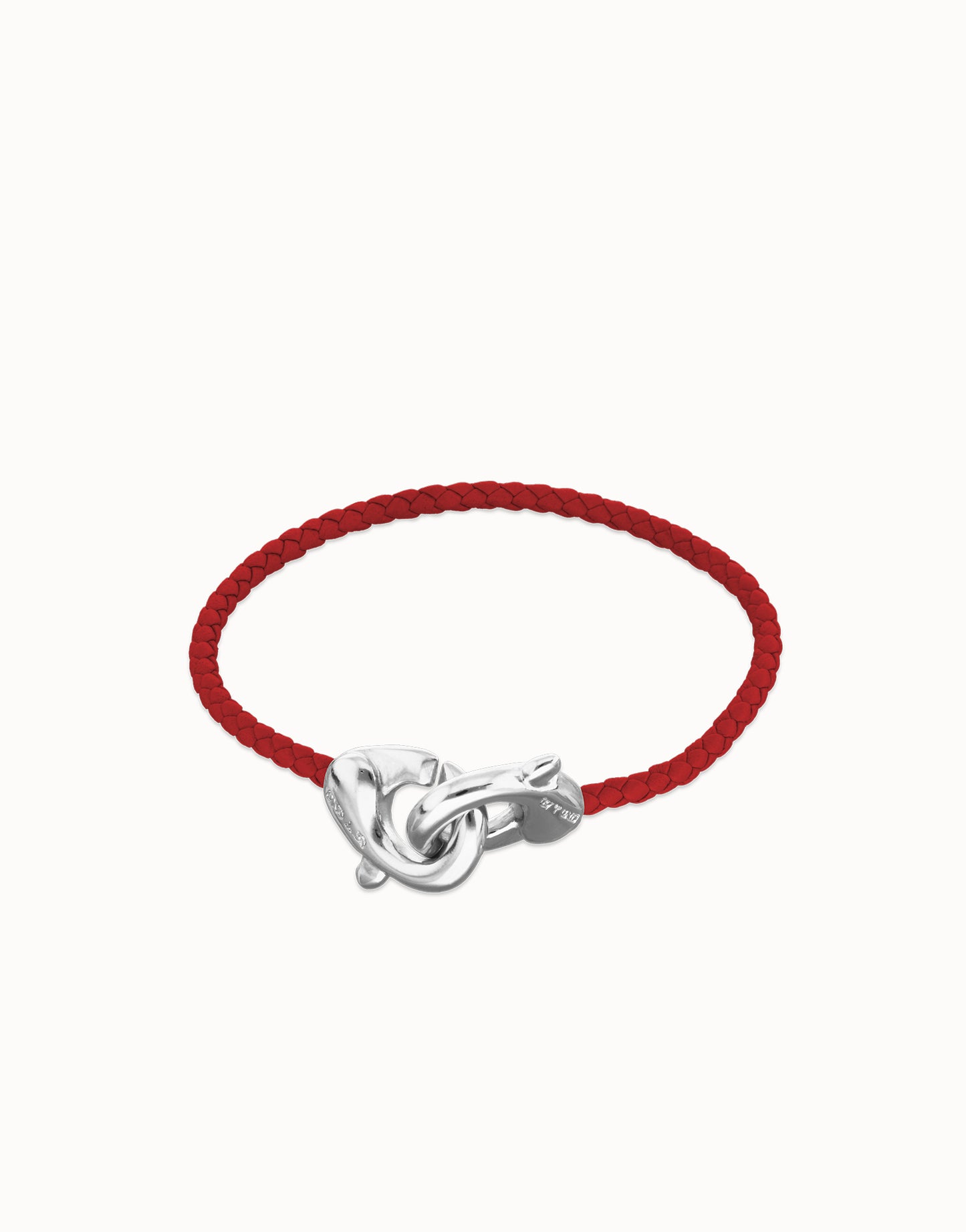 Red Leather Bracelet with Interlocking Carabiner