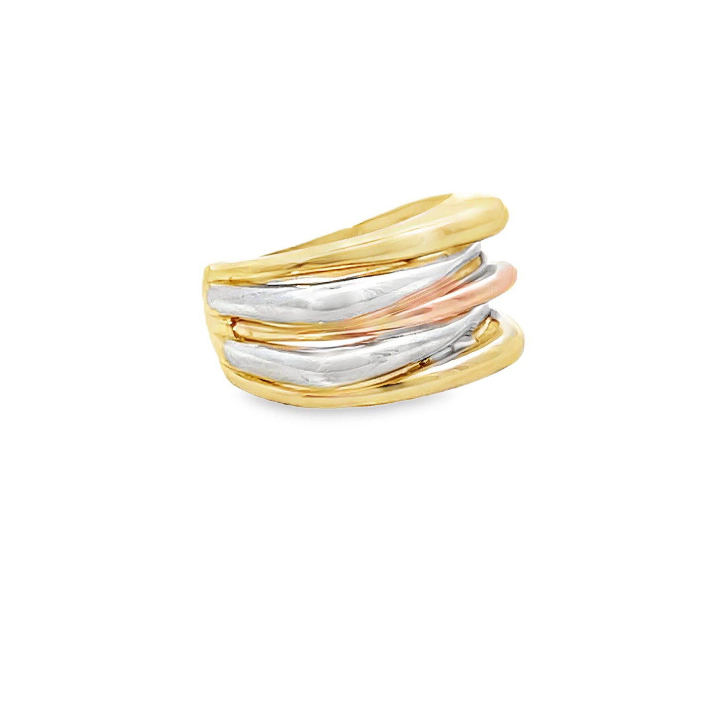14K Gold 3 Tone Square Lines Ring | Luby Gold Collection | Luby