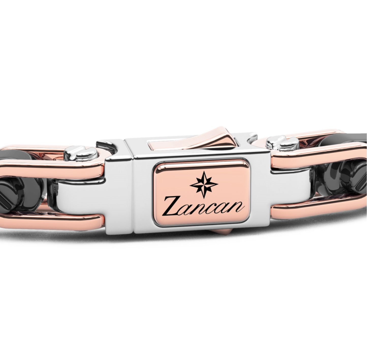 Zancan 18K Rose Gold and Black Ceramic Square Byzantine | Zancan | Luby
