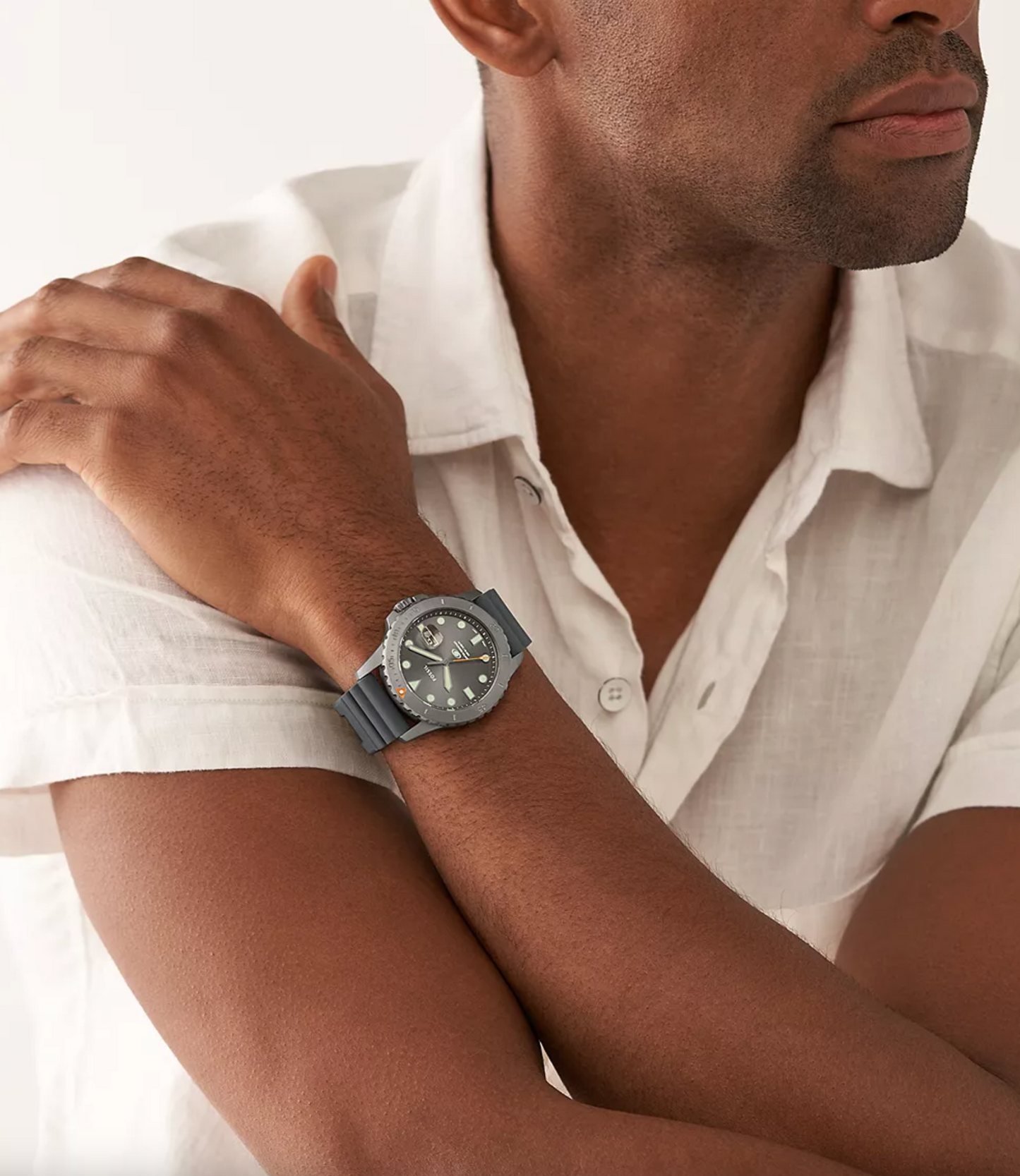 Fossil Blue Dive Three-Hand Date Gray Silicone Watch | Fossil | Luby
