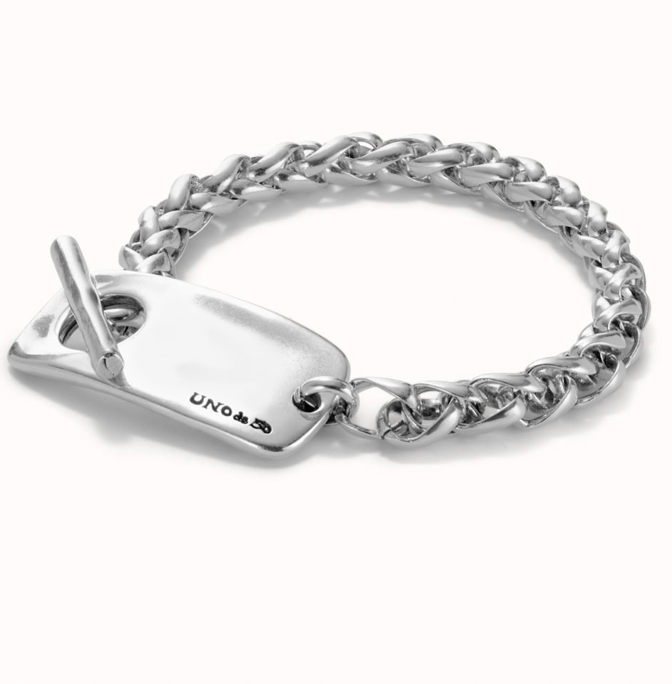 Sterling silver-plated chain bracelet with adjustable central piece | Uno de 50 | Luby