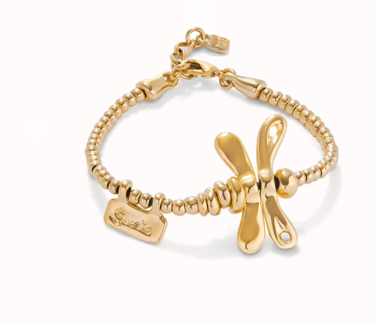 Elastic bracelet with 18K gold-plated dragonfly | Uno de 50 | Luby